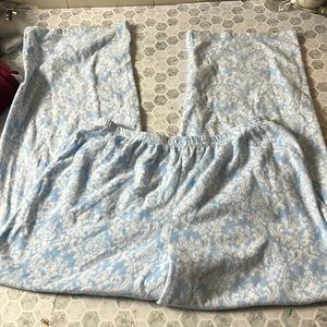 Karen Neuberger Large Blue White Paisley Print Elastic Waist Pull On PJ Pants